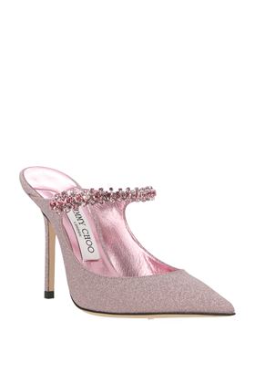 Bing mules in fabric with crystals JIMMY CHOO | BING100CNQROSEPINK